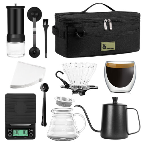 Hand-made coffee set filter cup sharing pot bean grinder with scale