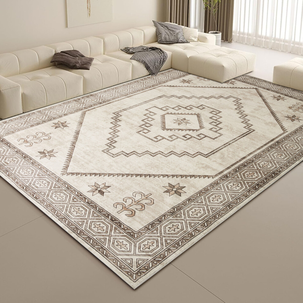 Imperial Rooms (80 X 150 Cm- Large Floor Mat/Runner Rug Carpet, Radiant Cashmere) Non Slip Rugs Living Room Traditional Soft Carpet Mat Cream
