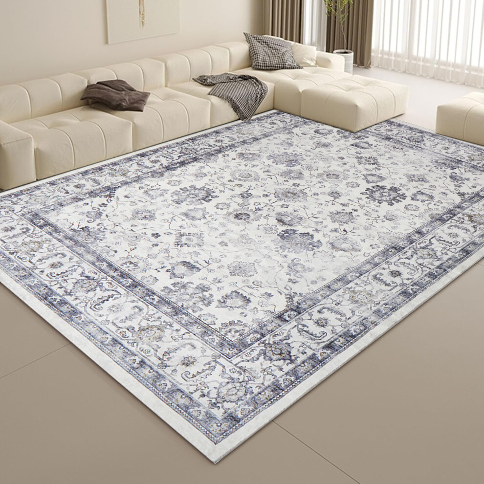 (60 x 110 cm- Large Back Front Door Mat/Large Bath Mat, SERENE CASHMERE) Non Slip Rugs Living Room Traditional Soft Carpet Mat