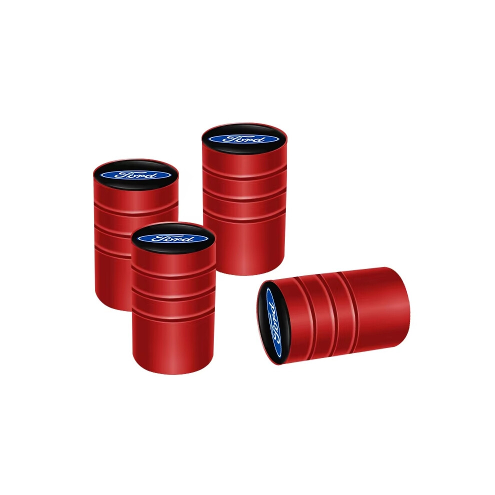 (A Red) 4Pcs Car Metal Wheel Tire Valve Air Stem Cap For Ford S MAX Ranger Focus Fiesta Mondeo Kuga Mustang Escort KA Ecosport Flex Ever-image-OPC-PFWZWHC-NEW