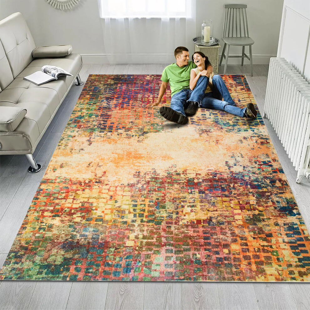 (200 x 290 cm- Extra Large Rug For Bedroom Living Room/Traditional Carpet, VIBRANT CASHMERE) Non Slip Rugs Living Room Traditional Soft Carpet Mat