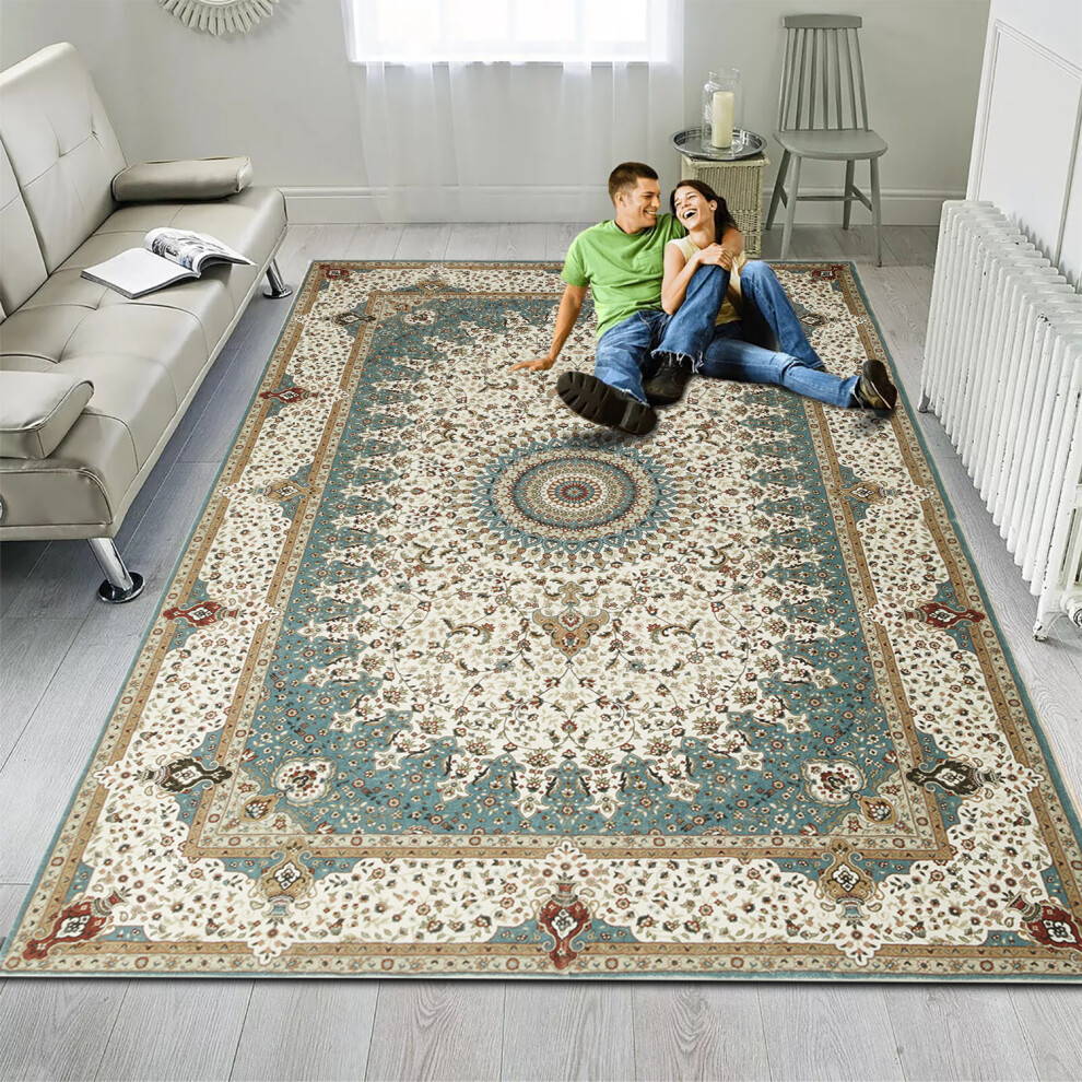 Imperial Rooms (160 X 230 Cm- Large Rug For Living Room Bedroom/Traditional Carpet, Willow Cashmere) Non Slip Rugs Living Room Traditional Soft Carpet Mat Green