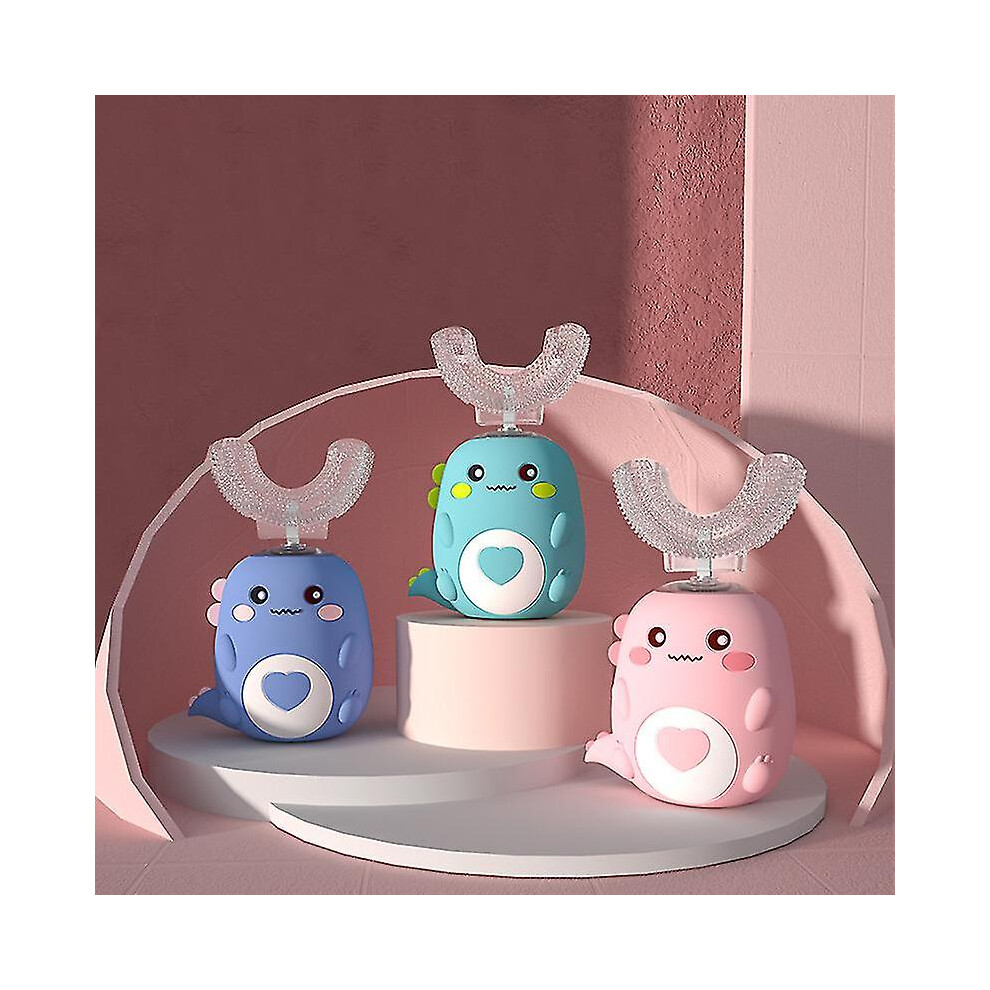 (Pink-Upgraded, Ages 7-13) Automatic Oral Cleaning Kid Electric Toothbrush Children Device Usb Charging Sonic Cute Dinosaur U-shaped-image-OPC-PFX22F5-NEW