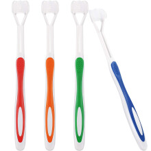Wabjtam 4-pcs Autism Sensory Toothbrush Triple Bristle Travel Toothbrush For Kids Complete Teeth And Gum Care Beautifully Angled Bristles Clean Every