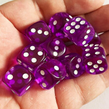(Purple) 10pcs/pack Colors Acrylic Dice 14mm Transparent Round Corner Game Dice