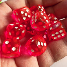(Rose Red) 10pcs/pack Colors Acrylic Dice 14mm Transparent Round Corner Game Dice
