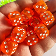 (Orange) 10pcs/pack Colors Acrylic Dice 14mm Transparent Round Corner Game Dice
