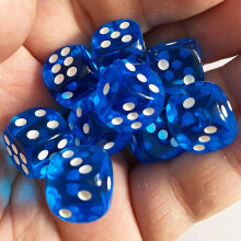 (Blue) 10pcs/pack Colors Acrylic Dice 14mm Transparent Round Corner Game Dice