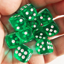 (green) 10pcs/pack Colors Acrylic Dice 14mm Transparent Round Corner Game Dice