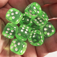(Light Green) 10pcs/pack Colors Acrylic Dice 14mm Transparent Round Corner Game Dice
