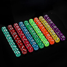 (Red) 10pcs/pack Colors Acrylic Dice 14mm Transparent Round Corner Game Dice