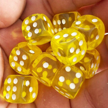 (Yellow) 10pcs/pack Colors Acrylic Dice 14mm Transparent Round Corner Game Dice