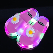 (Chrysanthemum Pink, 22 23) Kid's Unicorn Slippers Luminous Super Cute Slippers Glow In The Dark Summer Shoe