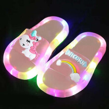 (Pony Pink, 24 25) Kid's Unicorn Slippers Luminous Super Cute Slippers Glow In The Dark Summer Shoe