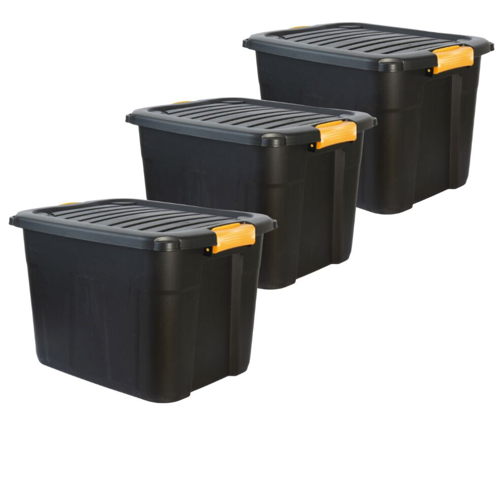 Parabox (20 Litres, 3 Boxes) Heavy Duty Storage Box & Lid Lockable Stackable