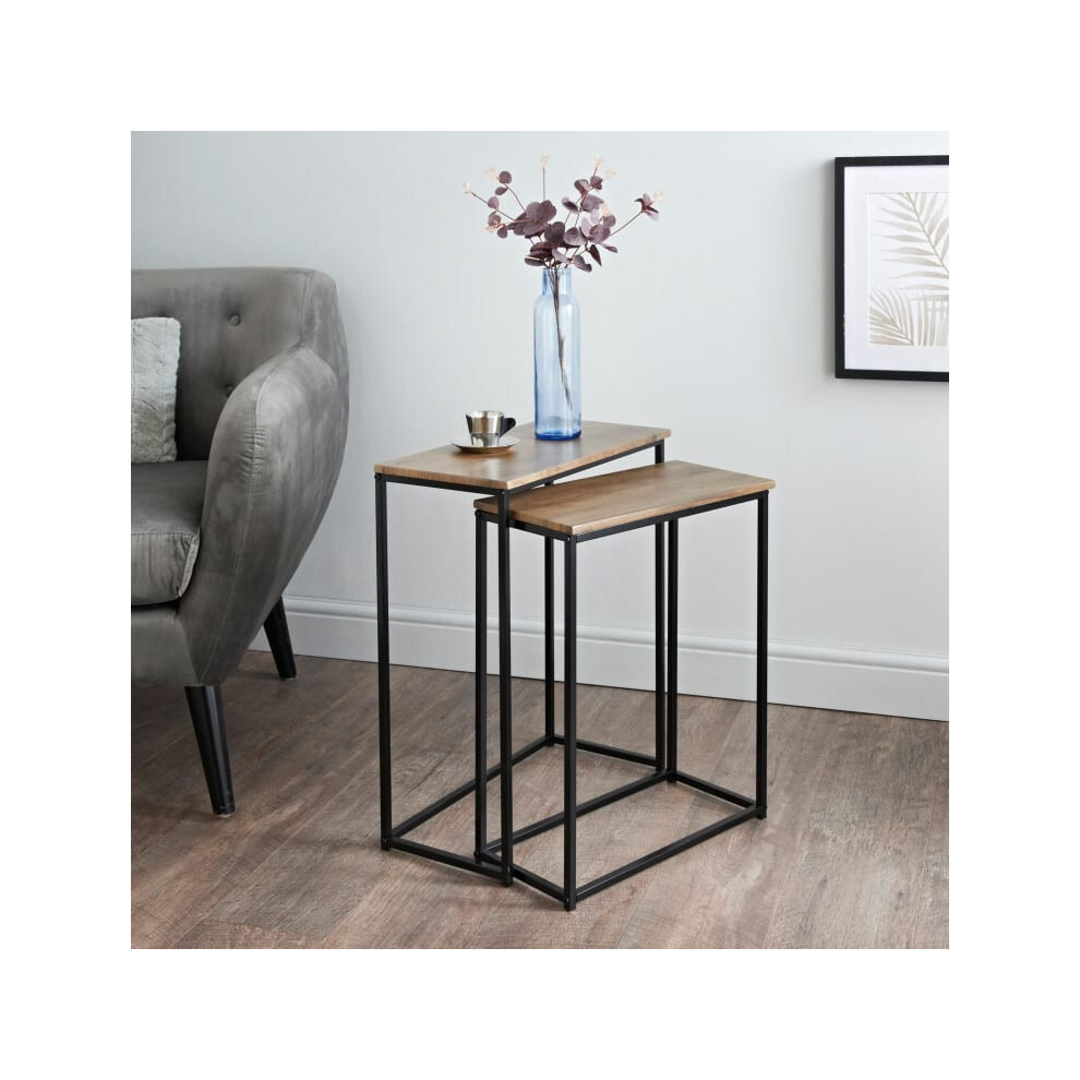 Tromso Wooden Top And Metal Frame Nest Of Two Table Square - Large