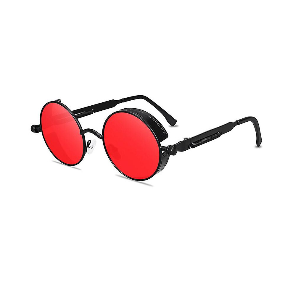 (Black Frame Red Lenses) Men Women Steampunk Sunglasses Retro Circle Cyberpunk Glasses Eyewear-image-OPC-PFX27WY-NEW