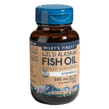 Wiley's Finest Vitamin 500mg Omega-3 with Vitamin K2 Fish Oil Softgels|Supports Heart, Bone & Immune Health 60 Softgels