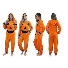 (L) Halloween Orange Pumpkin Women's One-piece Suit Home Suit High Quality