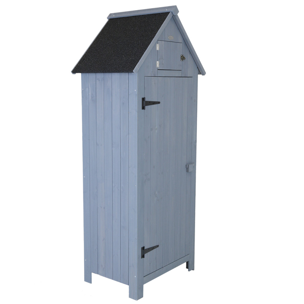 Charles Bentley FSC Slim Tall Garden Storage Shed Grey H179 x L77 x W54cm Grey Wooden Patio Store Shed Sentry Box