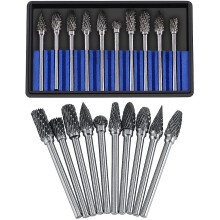 Carbide Cutter Set Rotary Files Tungsten Steel 10pcs Diameter Head Cutter For 3mm End Mill Shank 6mm The Drill Carving Cutting Metal Polishing Engravi