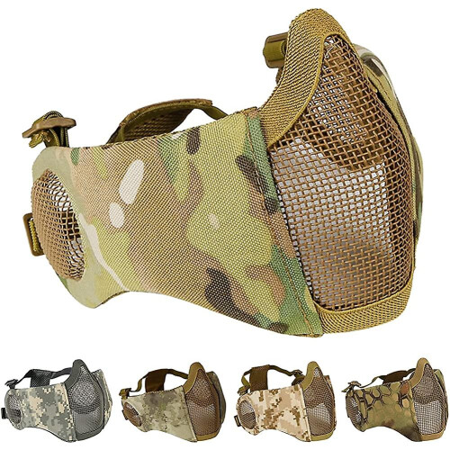 Foldable Airsoft Mask,half Face Mesh Masks With Ear Protection For Cs War Game