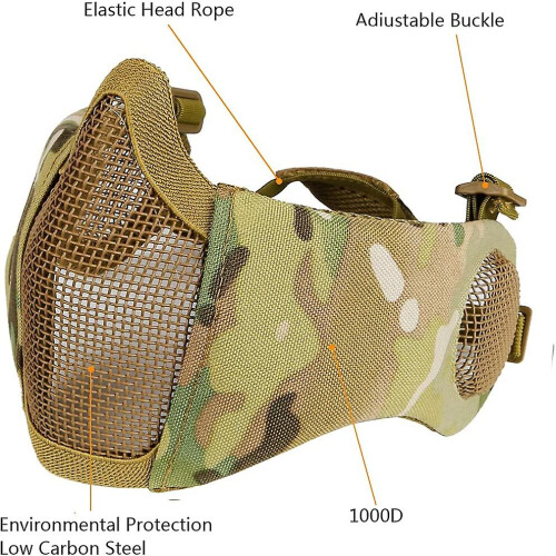 Foldable Airsoft Mask,half Face Mesh Masks With Ear Protection For Cs War Game 2