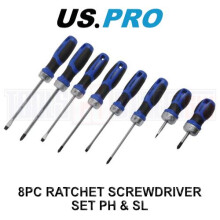 US PRO Tools 8PC Ratchet Screwdriver Set Philips and Slotted 4617