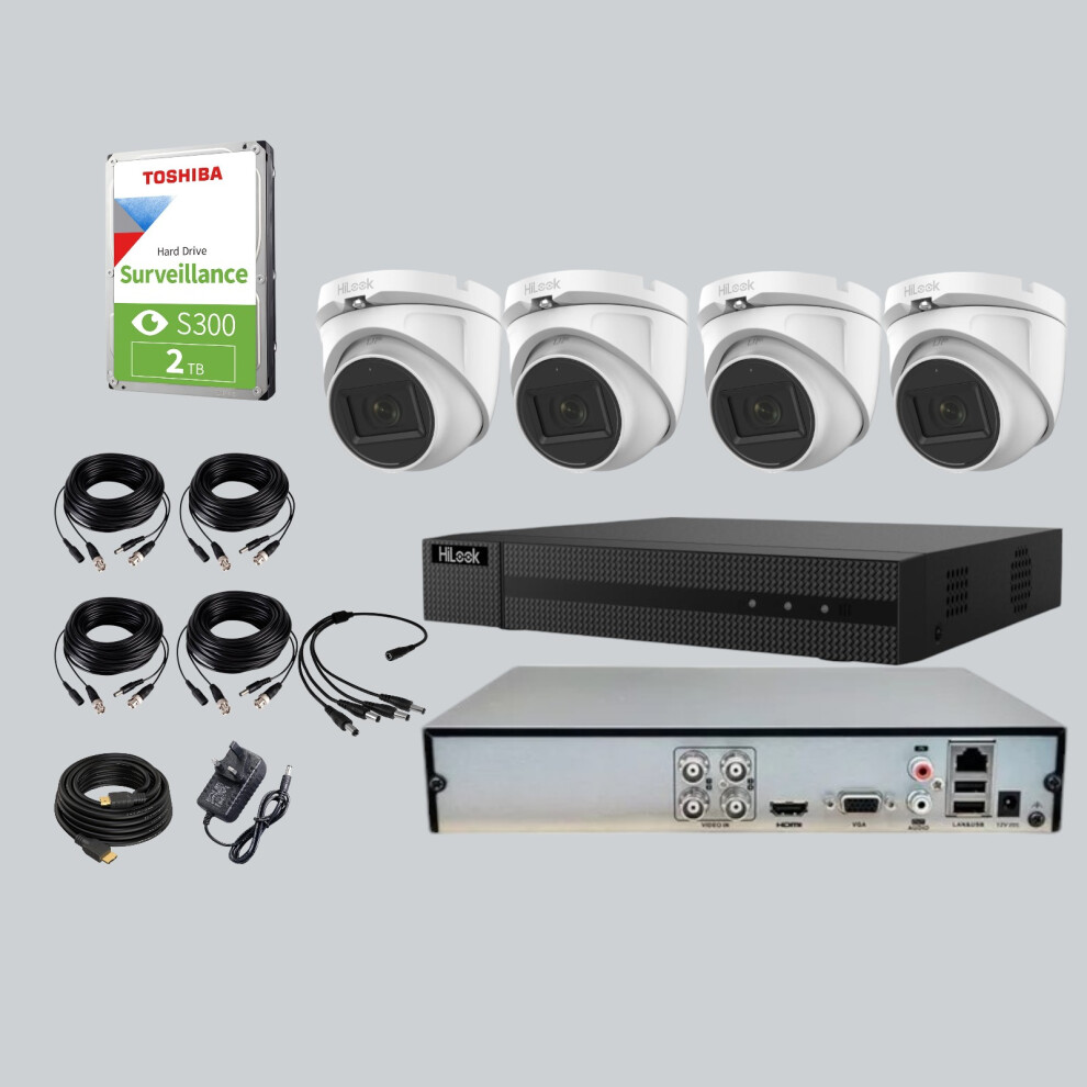 2Tb X4 Hilook Analog Cctv Camera System 2Mp 4Ch Outdoor Kit 30M Ir 6941264054672