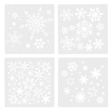 4 Pcs Christmas Decor Snowflake Painting Stencils Plastic Stencil Template Cookie Stencils Christmas