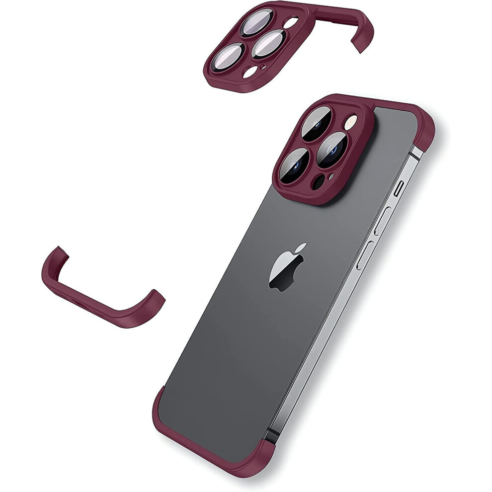 (, For Iphone 14 Pro) Frameless Case Compatible With Iphone 14 Pro Max/14 Pro, Slim Soft Tpu Shockproof Cover With Camera Lens Protector Red 9372166445539