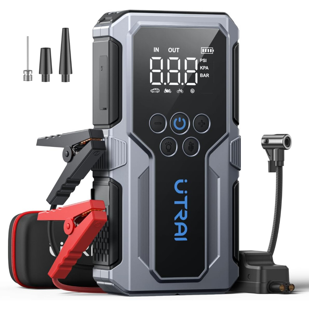 4000A Jump Starter Power Pack With 150Psi Air Compressor/18W Fast Charging, Utrai Portable Car Battery Jump Starter Booster,8.5L Gas/6.5L Diesel 8000000009722