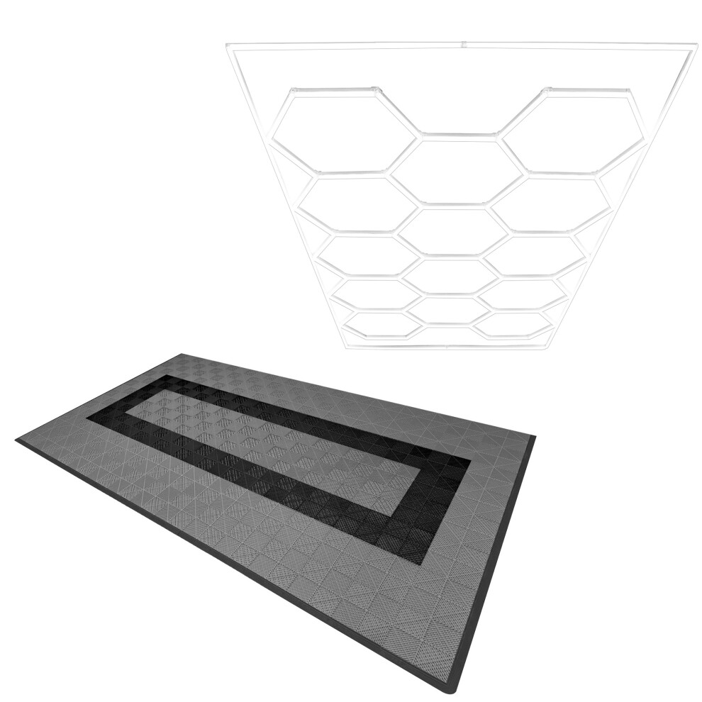 Rackhams Light/Grey/Black Hexagon Led & Vented Garage Floor Tiles With Edges - 90 & 30 - Image 2