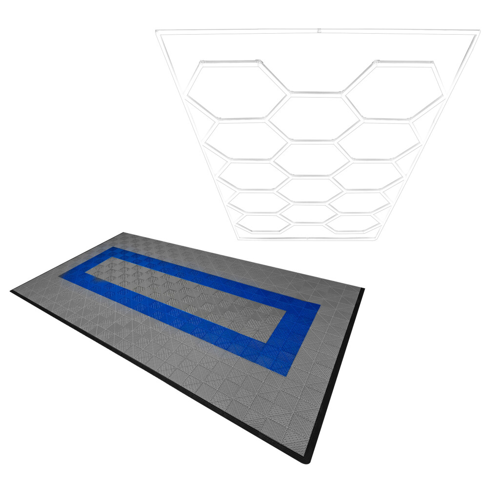Monstershop Unisex Grey Hexagon Led Light & Vented Garage Floor Tiles With Edges - 90 & Size 30 - Image 2
