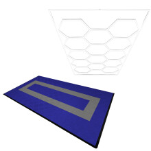 Hexagon LED-verlichting & Geventileerde Garagevloertegels Met Randen - 90 Blauwe & 30 Grijze Tegels
