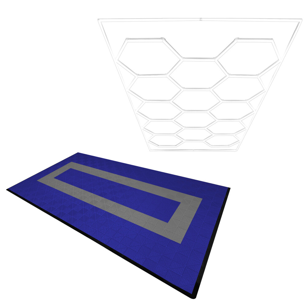 B&Q - Hexagon Led Light & Vented Garage Floor Tiles With Edges90 Blue & 30 Grey - Image 2