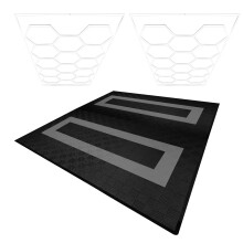 Hexagon LED-verlichting x 2 & Geventileerde Garagevloertegels x 165 Zwart & 60 Grijs met Randen