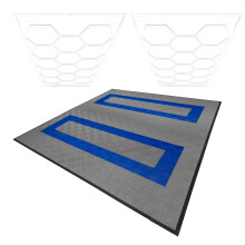 Hexagon LED-verlichting x 2 en Geventileerde Garagevloertegels met Randen - 165 Grijs & 60 Blauw