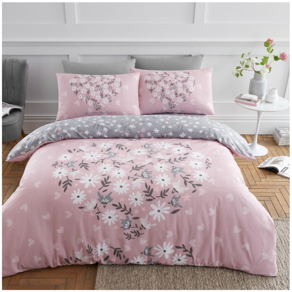 (Ditsy Heart, King) Floral Duvet Cover Set Polycotton Beddings