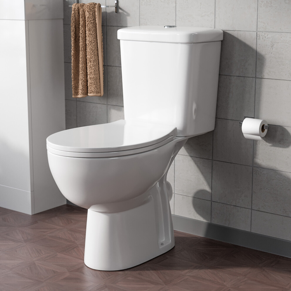 Nes Home Close Coupled Round Rimless Toilet With Soft Close Seat White