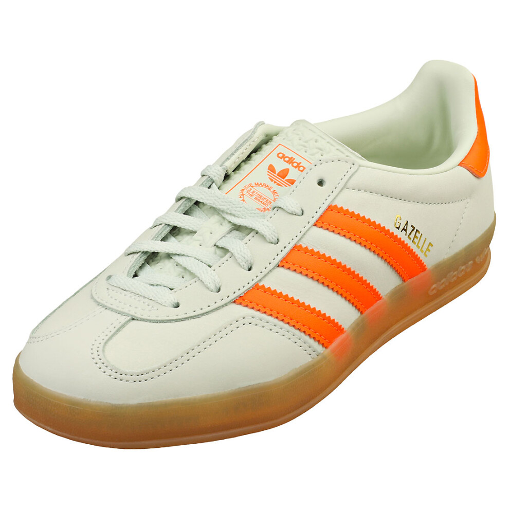 adidas Gazelle Indoor Womens Fashion Trainers in Linen Green Orange - 8.5 UK