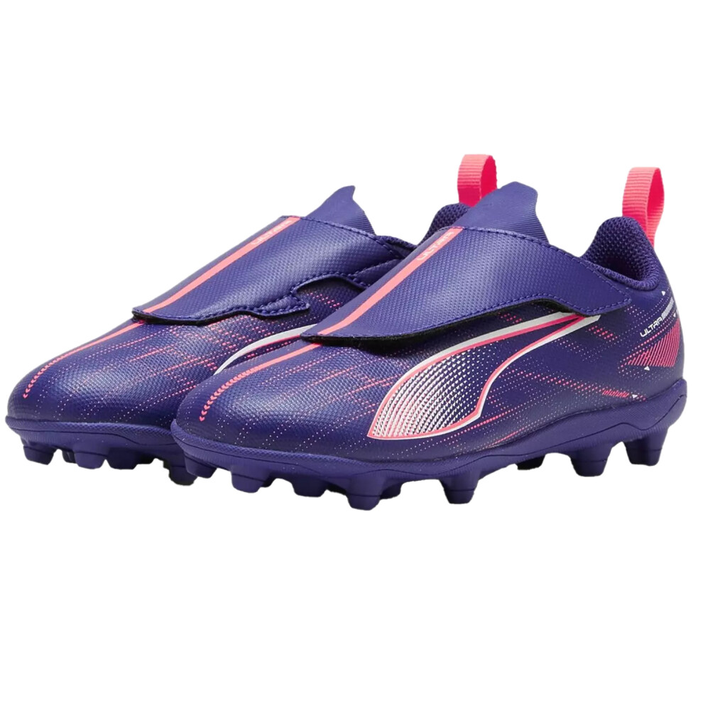 (12 UK Child, Purple/White) Puma Childrens/Kids Ultra 5 Play Firm Ground Football Boots