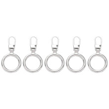 (Silver, Round) 5pcs Zipper Pull Replacement Metal Zipper Handle Mend Fixer Zipper Tab Repair