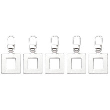 (Silver, Square) 5pcs Zipper Pull Replacement Metal Zipper Handle Mend Fixer Zipper Tab Repair