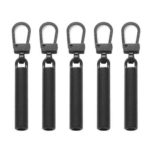 (Black, Column type) 5pcs Zipper Pull Replacement Metal Zipper Handle Mend Fixer Zipper Tab Repair
