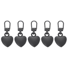 (Black, Love type) 5pcs Zipper Pull Replacement Metal Zipper Handle Mend Fixer Zipper Tab Repair