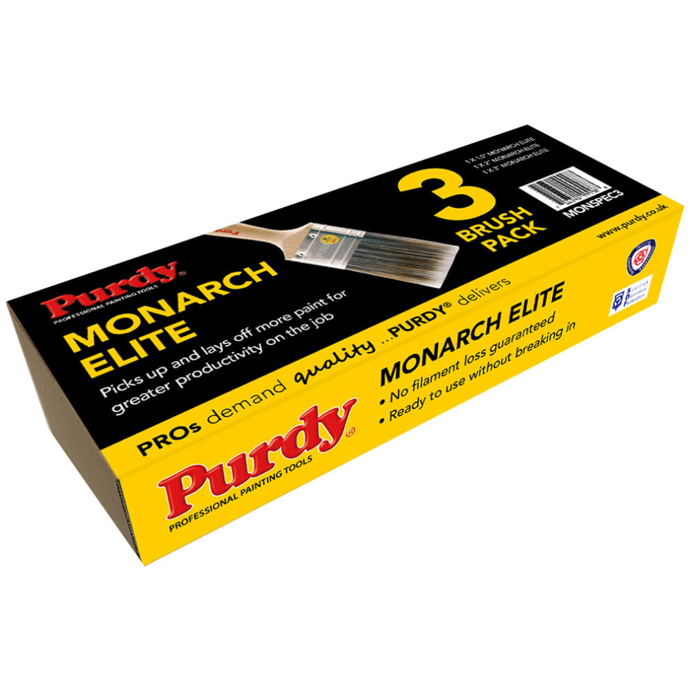 Purdy MONSPEC3 Monarch Elite Paint Brush Set, 3 Piece