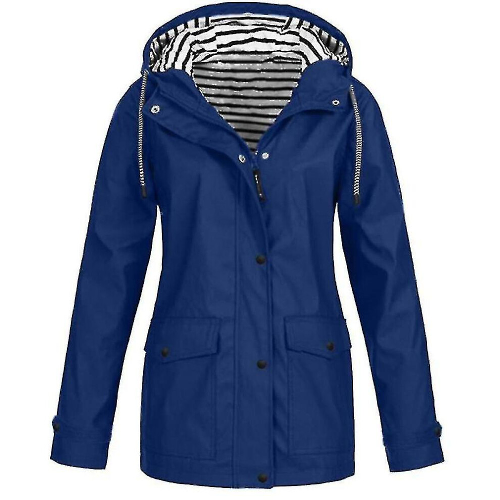 (blue, M) Waterproof Raincoat Ladies Outdoor Wind Rain Forest Jacket Coat