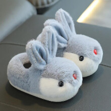 (Coffee, 22-23) Kids Bunny Slippers Winter Plush Slippers Non Slip Warm Sandals For Children