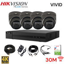 2TB HILOOK HIKVISION 4 CH 8MP X4 GREY 4K DVR CCTV SYSTEM KIT
